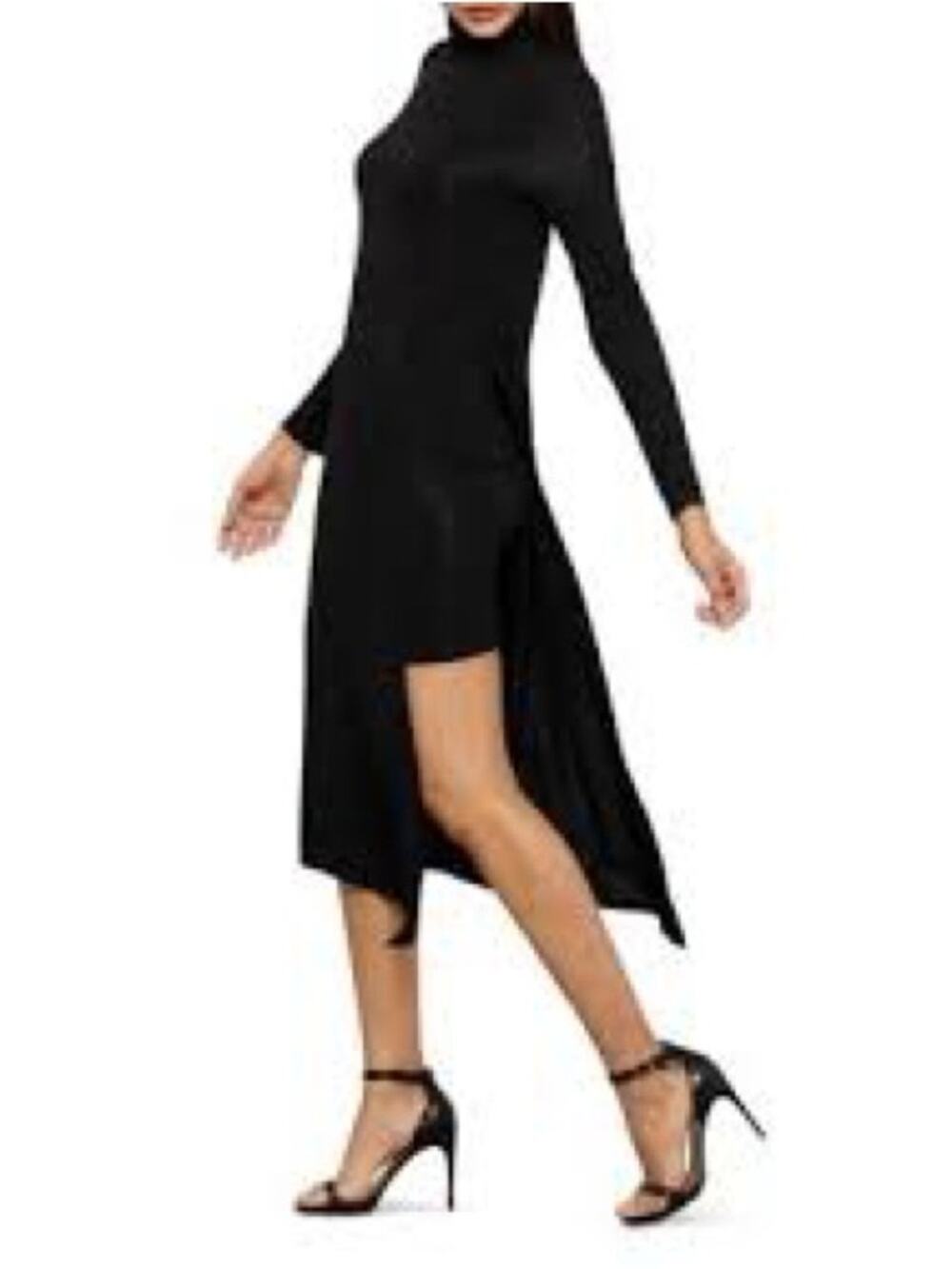 BCBGMAXAZRIA $188 Kabrina Asymmetric Turtleneck Dress Large